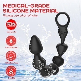 14.4 Inch 10-Speed Black Rechargeable Silicone Vibrating Anal Beads with 3 Strong Motors - Image 4