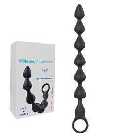 14.4 Inch 10-Speed Black Rechargeable Silicone Vibrating Anal Beads with 3 Strong Motors