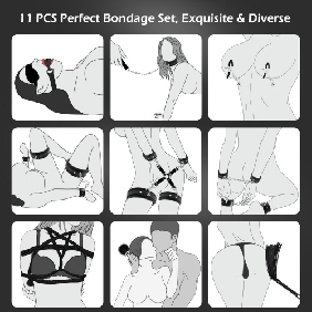 11-Piece Black High Quality BDSM Bondage Set - Image 5