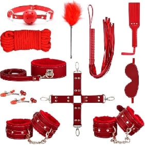11-Piece Red High Quality BDSM Bondage Set