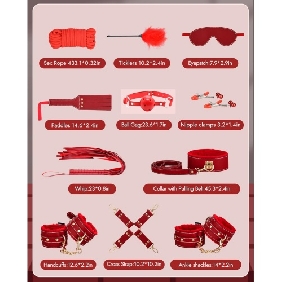 11-Piece Red High Quality BDSM Bondage Set - Image 3