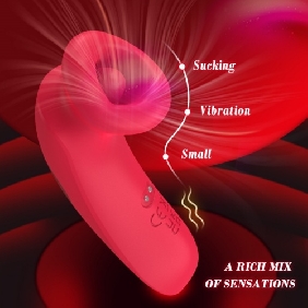 10-Mode Red Rechargeable Silicone Vibrator with Sucting Function - Image 3