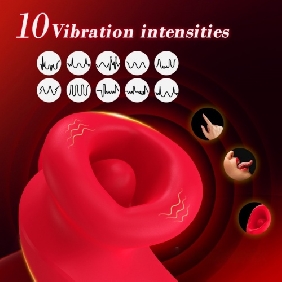 10-Mode Red Rechargeable Silicone Vibrator with Sucting Function - Image 4
