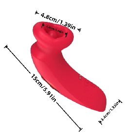 10-Mode Red Rechargeable Silicone Vibrator with Sucting Function - Image 10