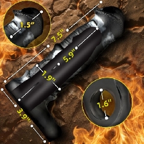 7.49'' Realistic Black & White Silicone Penis Extension Sleeve with Built-In Scrotum Ring - Image 7