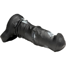 7.49'' Realistic Black & White Silicone Penis Extension Sleeve with Built-In Scrotum Ring - Image 4