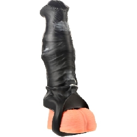 7.49'' Realistic Black & White Silicone Penis Extension Sleeve with Built-In Scrotum Ring - Image 2