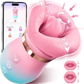 4.85'' Pink-Blue 5-in-1 Oral Vibrator – Rotating, Sucking, Tongue-Licking, 10 Modes, App-Controlled, USB-Magnetic Rechargeable, Waterproof - Image 9