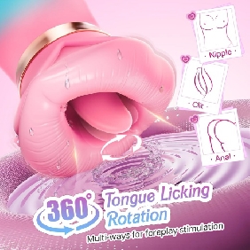 4.85'' Pink-Blue 5-in-1 Oral Vibrator – Rotating, Sucking, Tongue-Licking, 10 Modes, App-Controlled, USB-Magnetic Rechargeable, Waterproof - Image 6