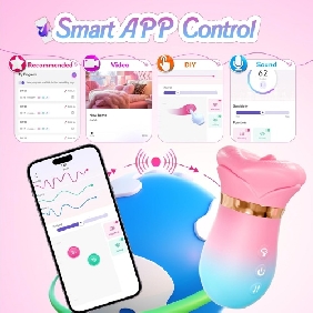 4.85'' Pink-Blue 5-in-1 Oral Vibrator – Rotating, Sucking, Tongue-Licking, 10 Modes, App-Controlled, USB-Magnetic Rechargeable, Waterproof - Image 5