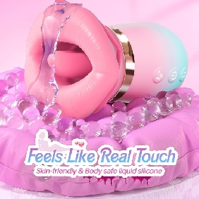 4.85'' Pink-Blue 5-in-1 Oral Vibrator – Rotating, Sucking, Tongue-Licking, 10 Modes, App-Controlled, USB-Magnetic Rechargeable, Waterproof - Image 4