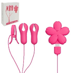 Magenta 10-Mode Vibrating Nipple & Clitoral Clamp Set – USB Rechargeable, Dual-Stimulation, Waterproof