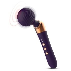 9.65’’ Dark Purple Rechargeable Wand Massager with 10 Vibrating Modes and 5 Vibrating Speeds - Image 9