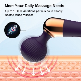 9.65’’ Dark Purple Rechargeable Wand Massager with 10 Vibrating Modes and 5 Vibrating Speeds - Image 7