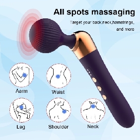 9.65’’ Dark Purple Rechargeable Wand Massager with 10 Vibrating Modes and 5 Vibrating Speeds - Image 5