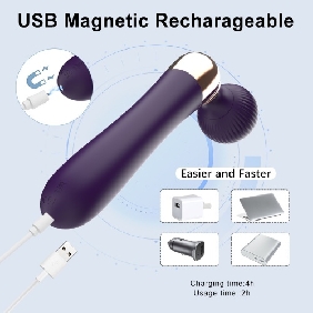 9.65’’ Dark Purple Rechargeable Wand Massager with 10 Vibrating Modes and 5 Vibrating Speeds - Image 3