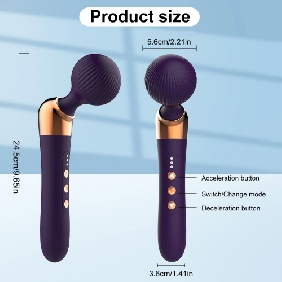 9.65’’ Dark Purple Rechargeable Wand Massager with 10 Vibrating Modes and 5 Vibrating Speeds - Image 2