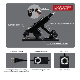 Black Adjustable Thrusting Sex Machine with 6 Attachments & Plug-In Power – 85° Angle Adjustment - Image 2