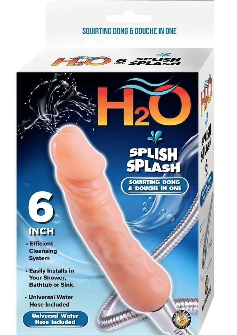 H2O Splish Splash Squirting Dong Douche 6in – Vanilla