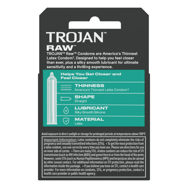 Trojan Raw Lubricated Latex Condoms 3-Pack - Image 3