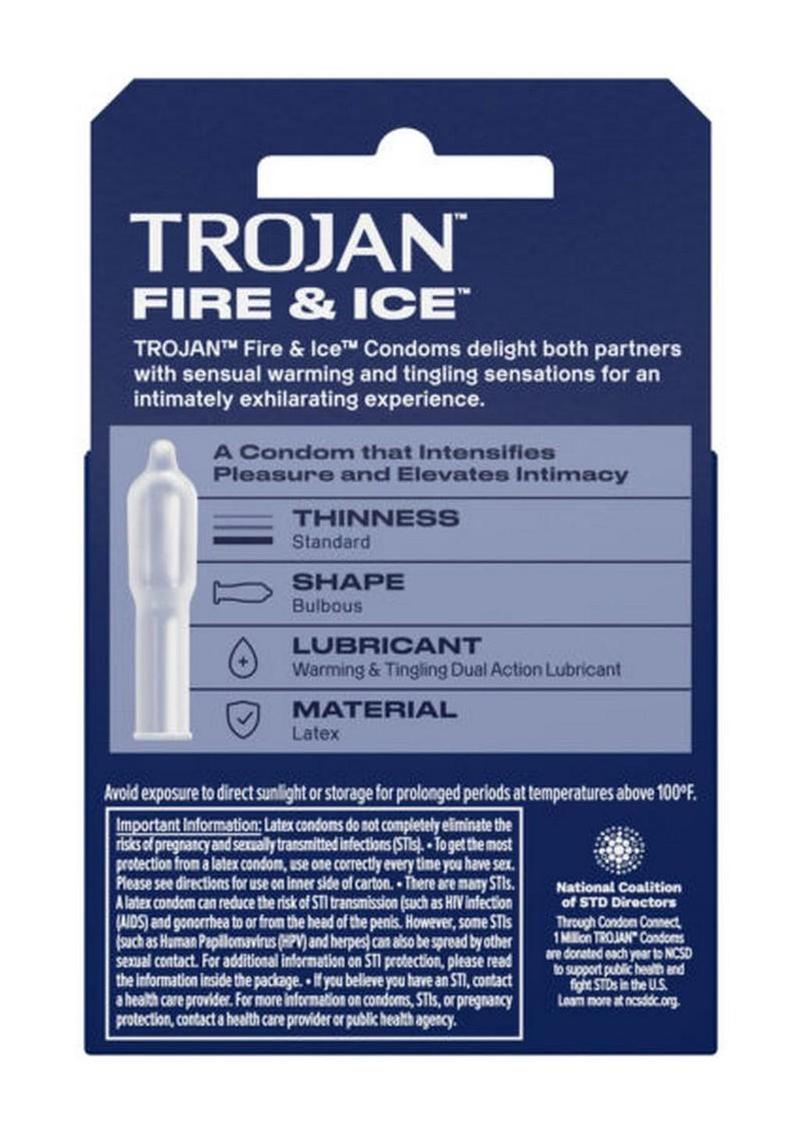Trojan Condom Pleasures Fire & Ice Dual Action Lubricant 3 Pack - Image 2
