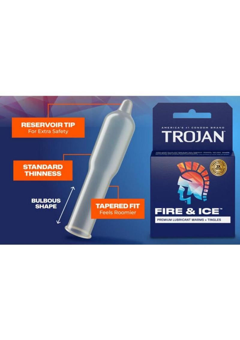 Trojan Condom Pleasures Fire & Ice Dual Action Lubricant 3 Pack - Image 3