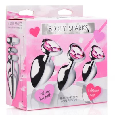 Booty Sparks Heart Gem Anal Plug Set – Pink