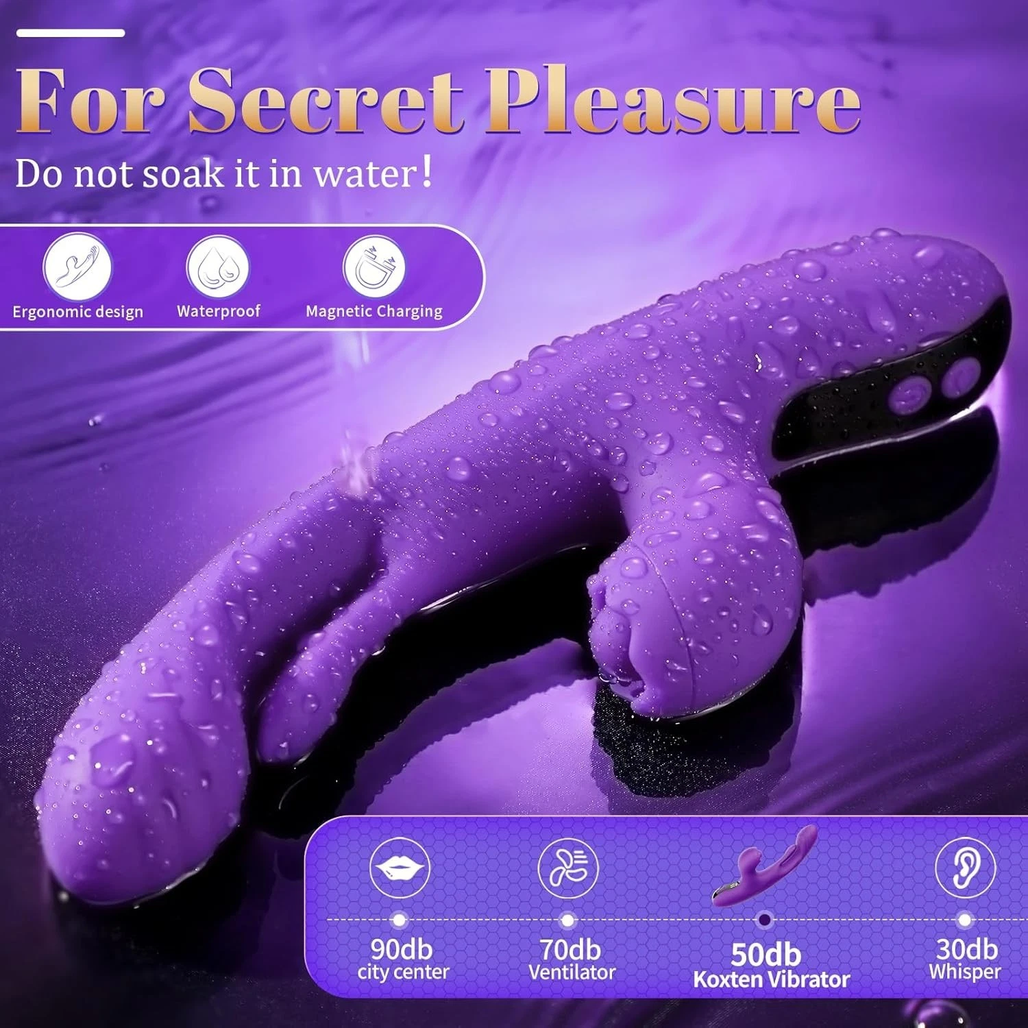 9.26'' Purple Vibrating Tapping App-Controlled Vibrator – 10 Modes, Magnetic USB Rechargeable, Waterproof - Image 4