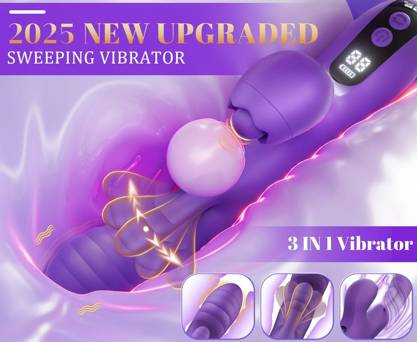 9.26'' Purple Vibrating Tapping App-Controlled Vibrator – 10 Modes, Magnetic USB Rechargeable, Waterproof - Image 8